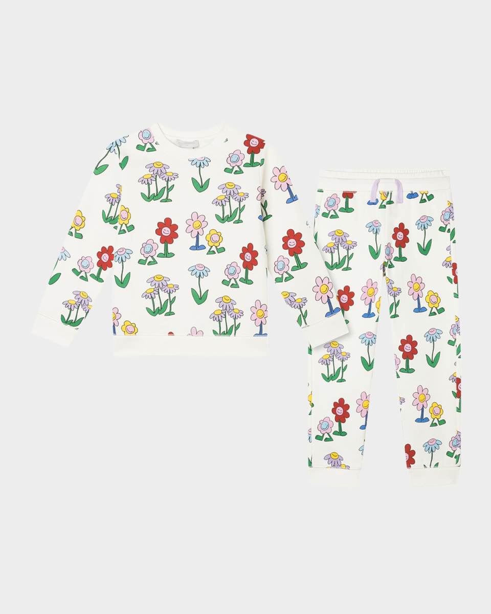 Girl's Floral-Print 2-Piece Tracksuit Set, Size 4-8